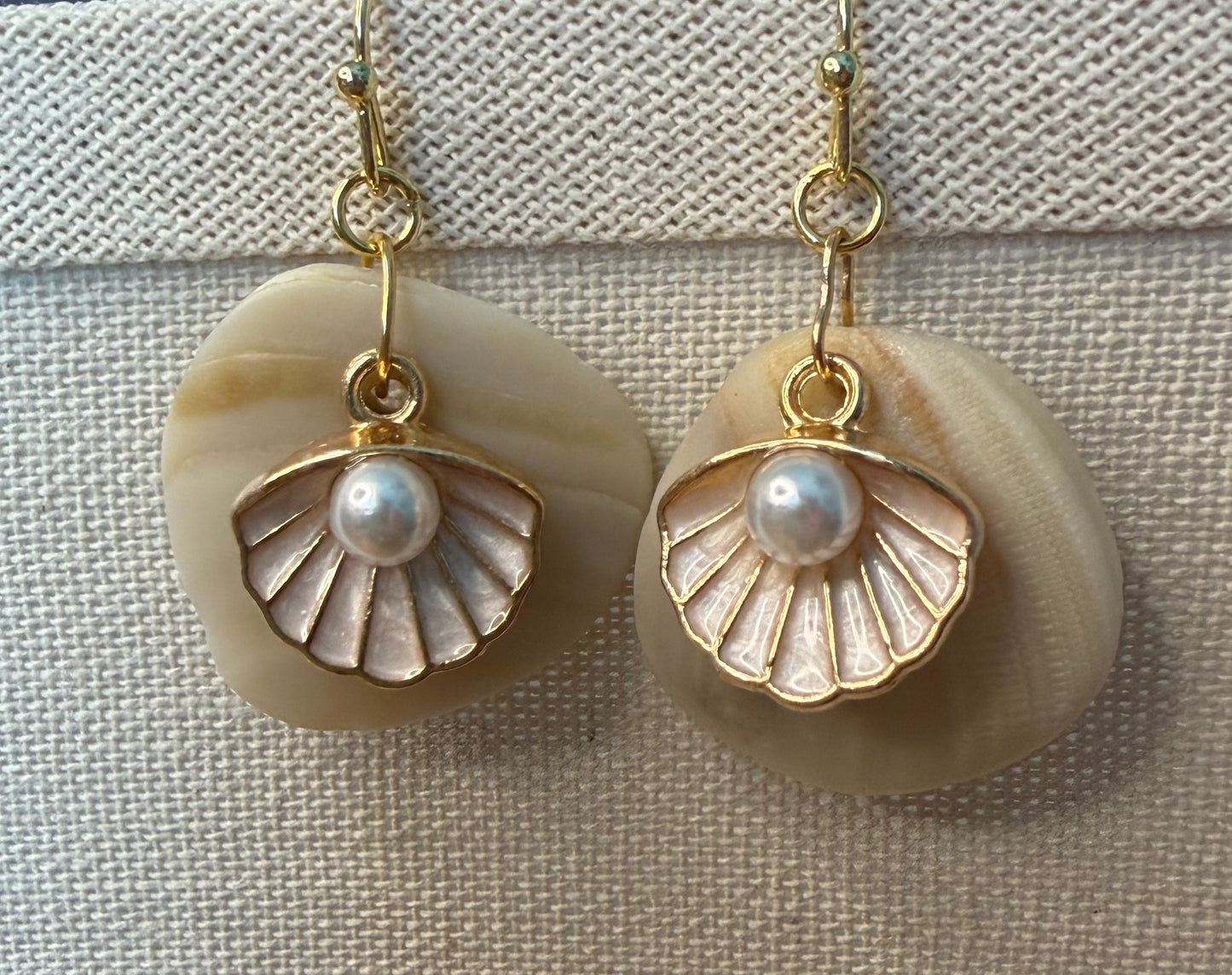 Shell Pearl Earrings, Ocean Inspired Earrings, Coastal Beach charms Earrings, Sea Lover Gift, Handmade Jewelry