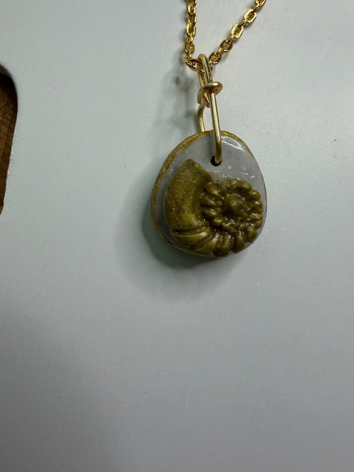 Handcrafted Sea Stone and Clay Shell Pendant Necklace | The Golden Spiral