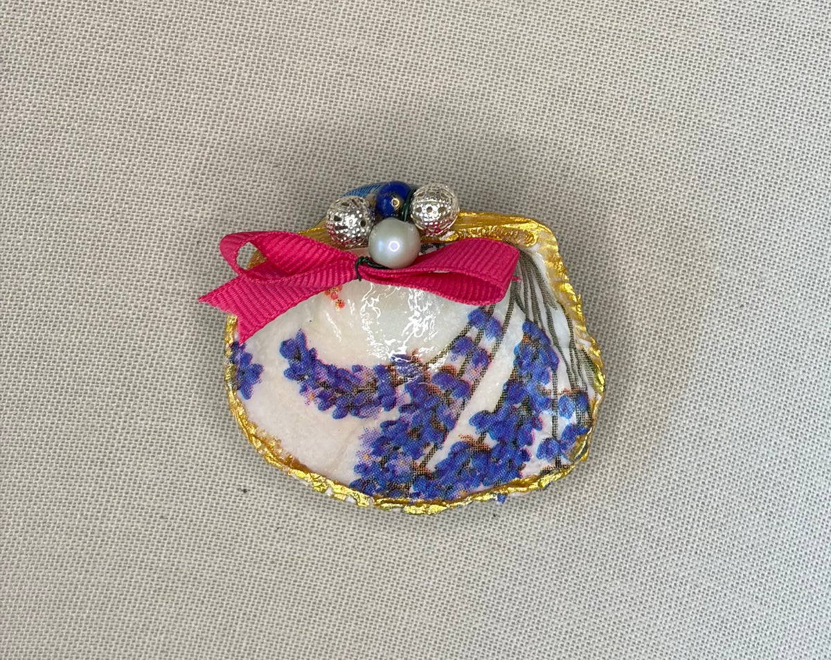 Handcrafted Clam Shell Art | Gold/Silver Filigree & Colorful Sea Glass Mosaic | Coastal Decor | One of a Kind Ocean Inspired Gift