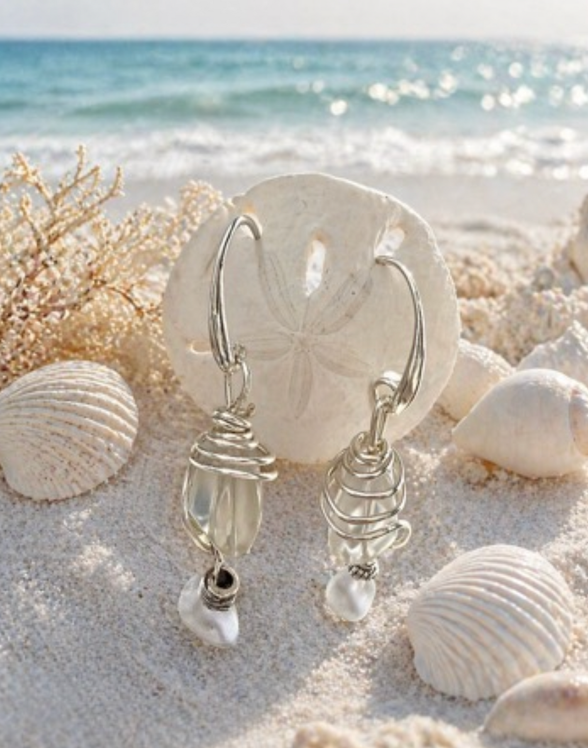 Ocean Whisper Sea Glass Earrings - Handcrafted Coastal Jewelry