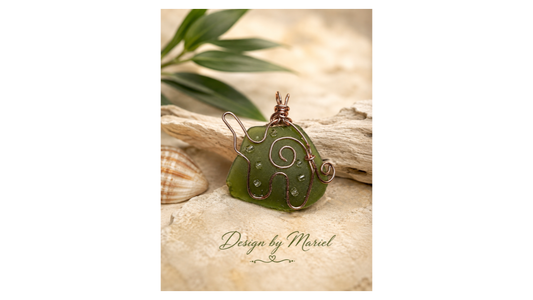 Green Sea Glass with Elephant