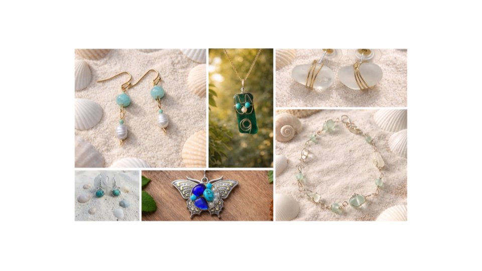 Six images of some of the jewelry pieces