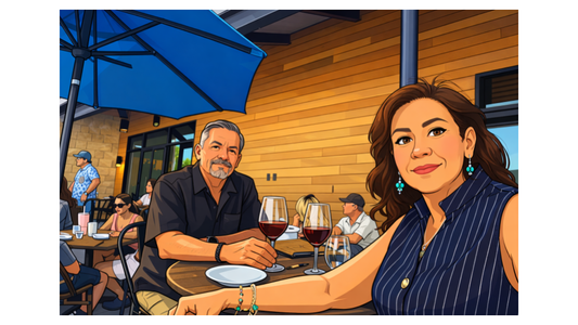 Mariel enjoying lunch with husband