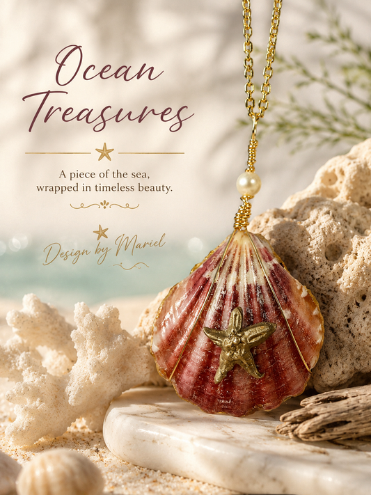 Handcrafted Seashell and Clay Starfish Pendant Necklace | Ocean Treasures