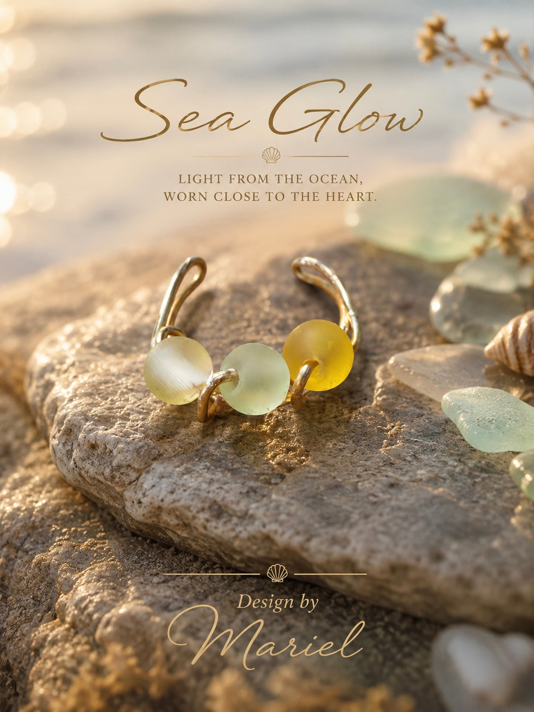 Sea Glow Multi-Color Frosted Glass Ring | Handmade Coastal Jewelry | Beach Lover Gift | Wire Wrapped Ring ￼