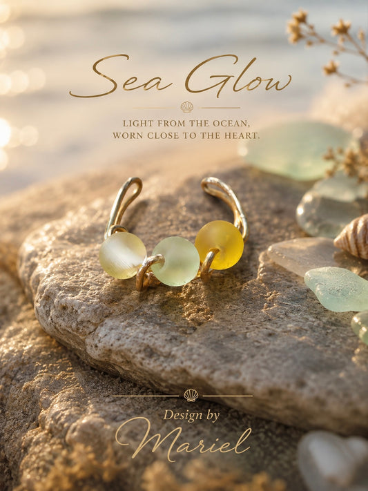 Sea Glow Multi-Color Frosted Glass Ring | Handmade Coastal Jewelry | Beach Lover Gift | Wire Wrapped Ring ￼