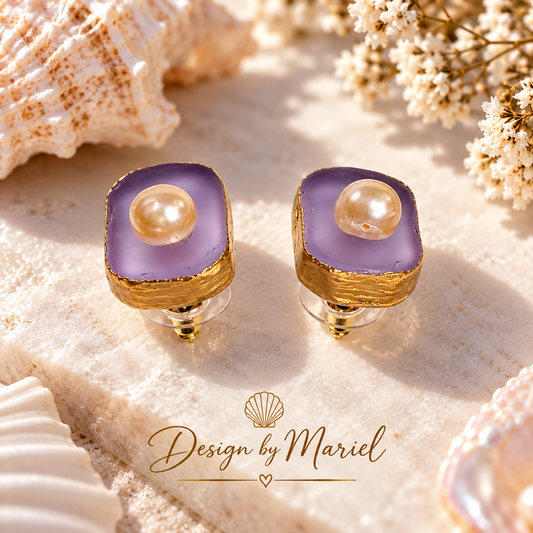 Lavender Pearl Glow Stud Earrings