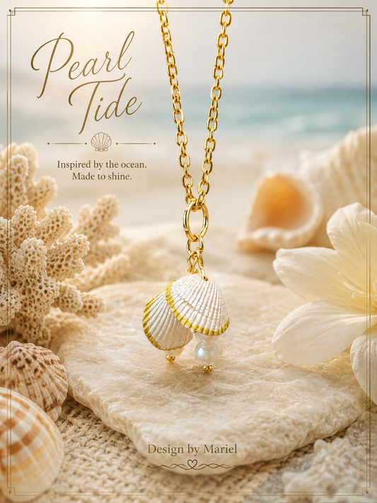 Pearl Tide Shell Necklace | Gold Seashell | Coastal Beach Jewelry | Ocean Inspired Gift for Her