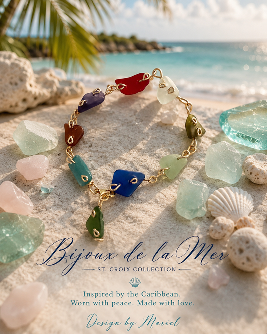 Caribbean Mosaic Sea Glass Bracelet | Multicolor Beach Glass Jewelry
