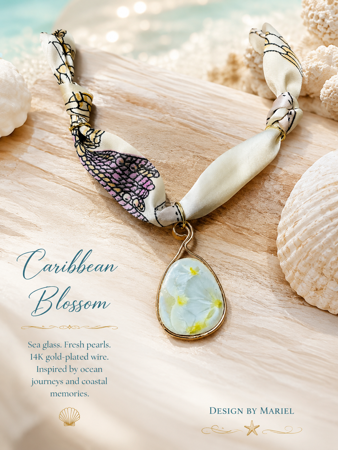 Blush Meadows -Flower Rose Gold Pendant, One-of-a-Kind Botanical Artisan Necklace