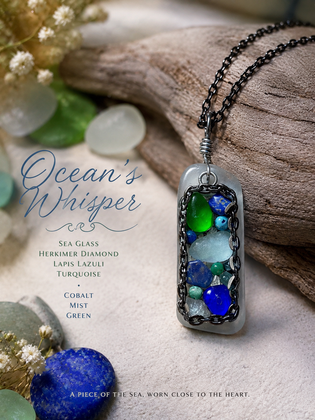 Ocean's Whisper Sea Glass Pendant