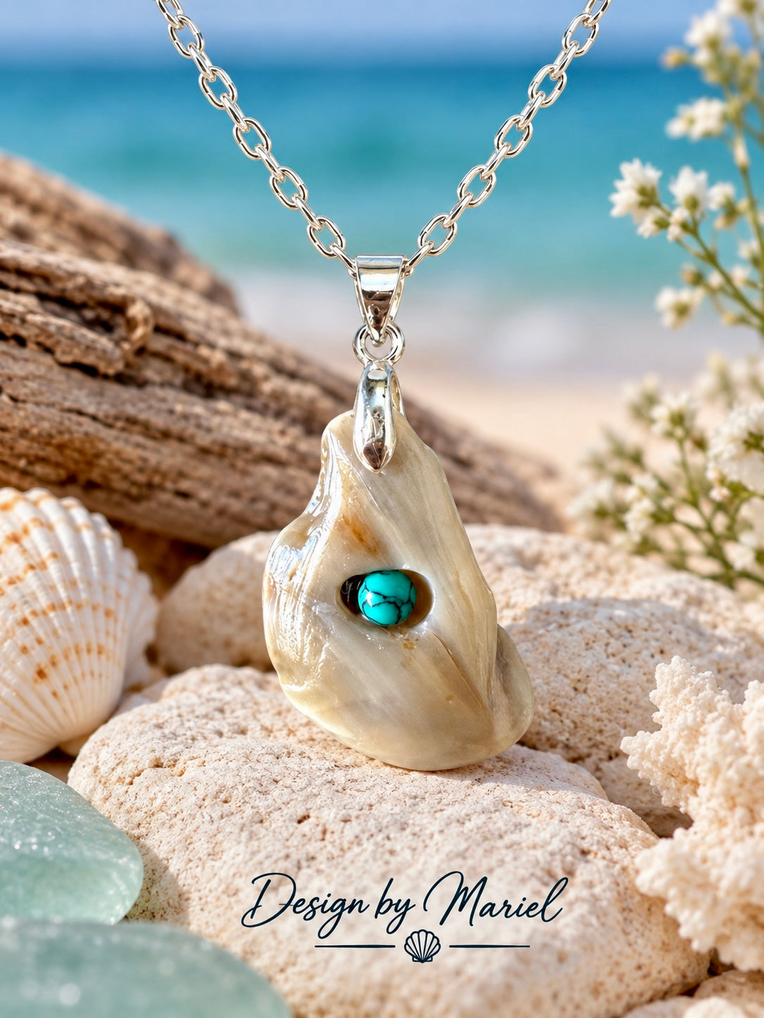 Shell & Turquoise Pendant Necklace
