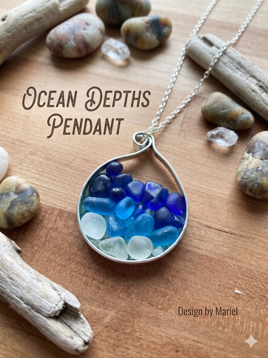 Sea Glass Pendant Necklace, Ocean Depths. Ombre Blue Cobalt Sea Glass Jewelry