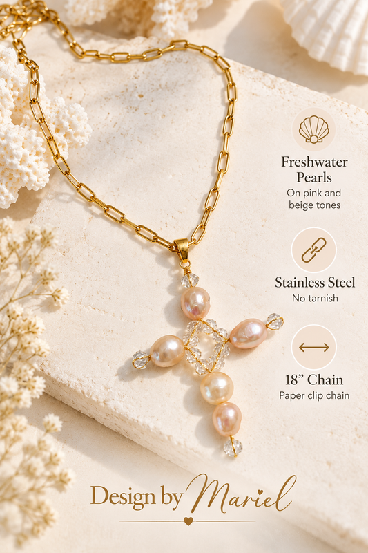 Freshwater Pearl Cross Necklace