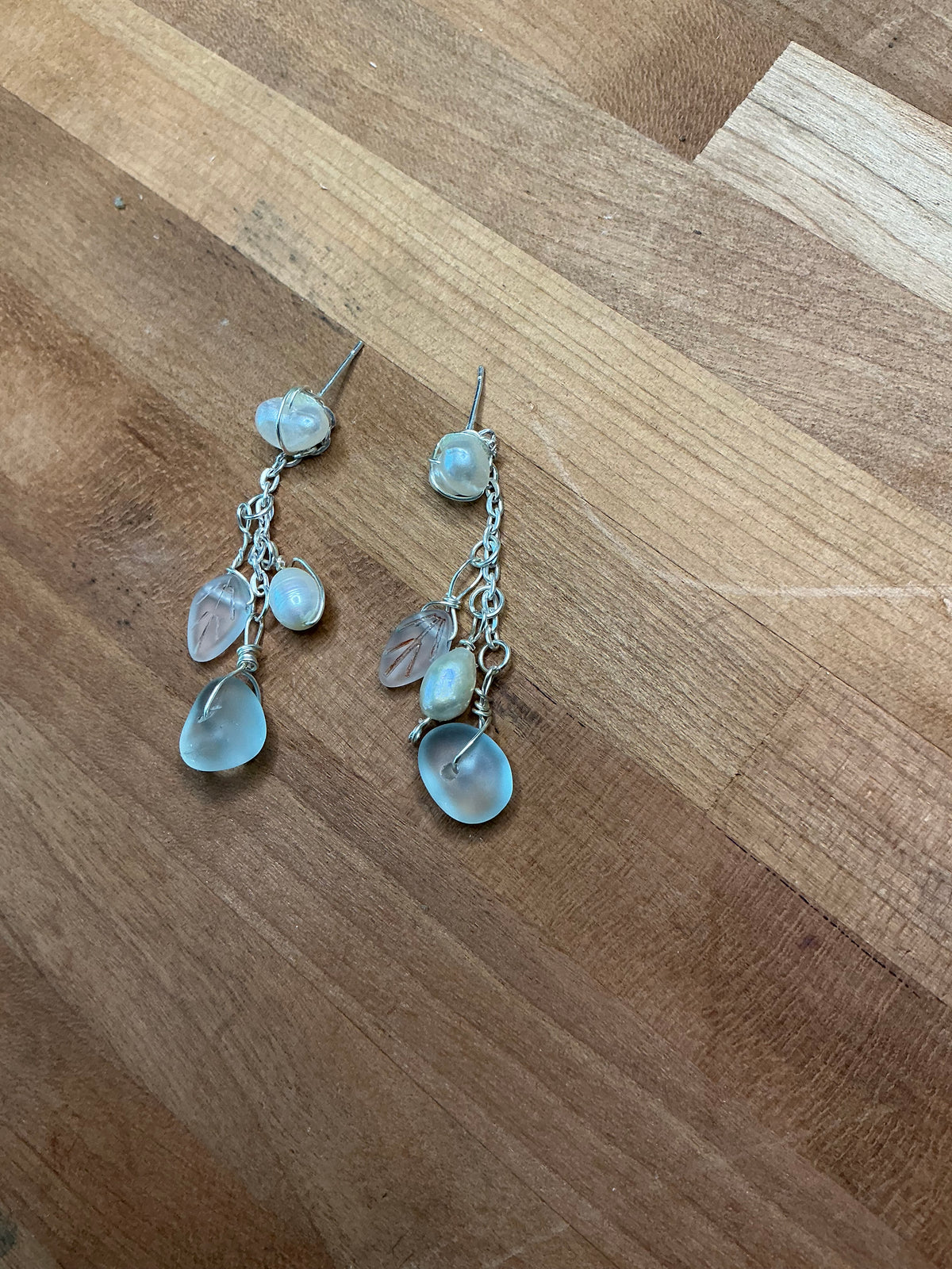Sea Glass Cluster Dangle Earrings | Ocean-Inspired