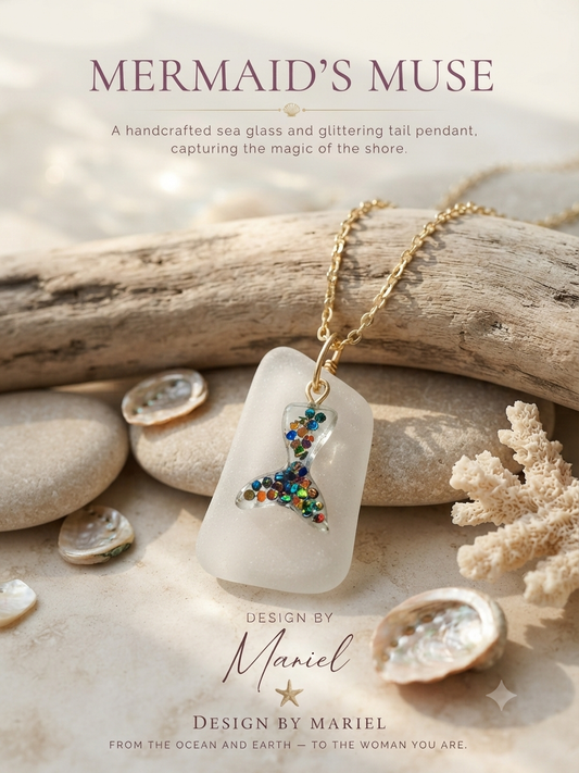 Mermaid's Muse Necklace | Genuine Sea Glass and Glittering Tail