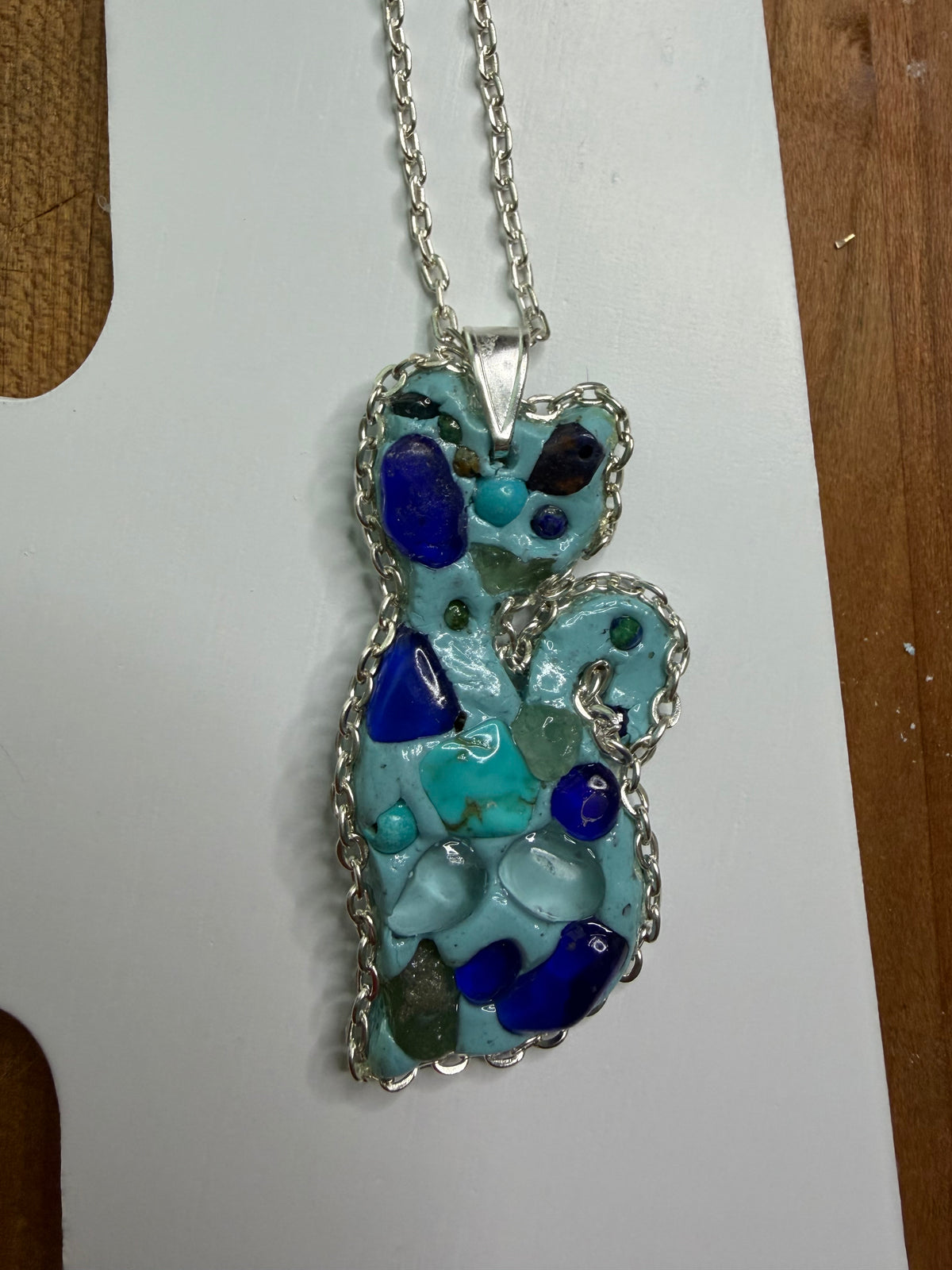 Handcrafted Sea Cat Clay Pendant Necklace | Coastal Cat Jewelry