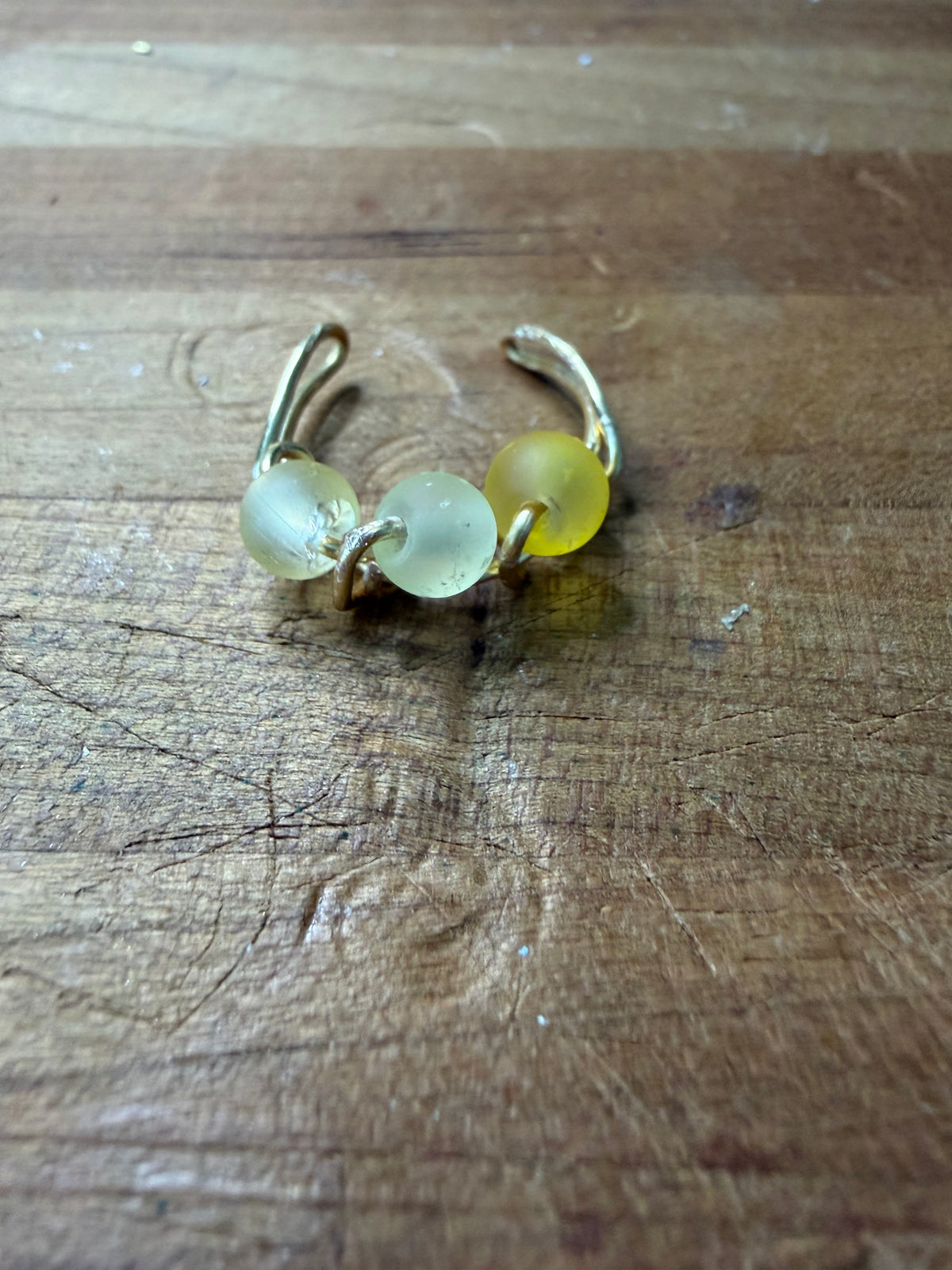 Sea Glow Multi-Color Frosted Glass Ring | Handmade Coastal Jewelry | Beach Lover Gift | Wire Wrapped Ring ￼