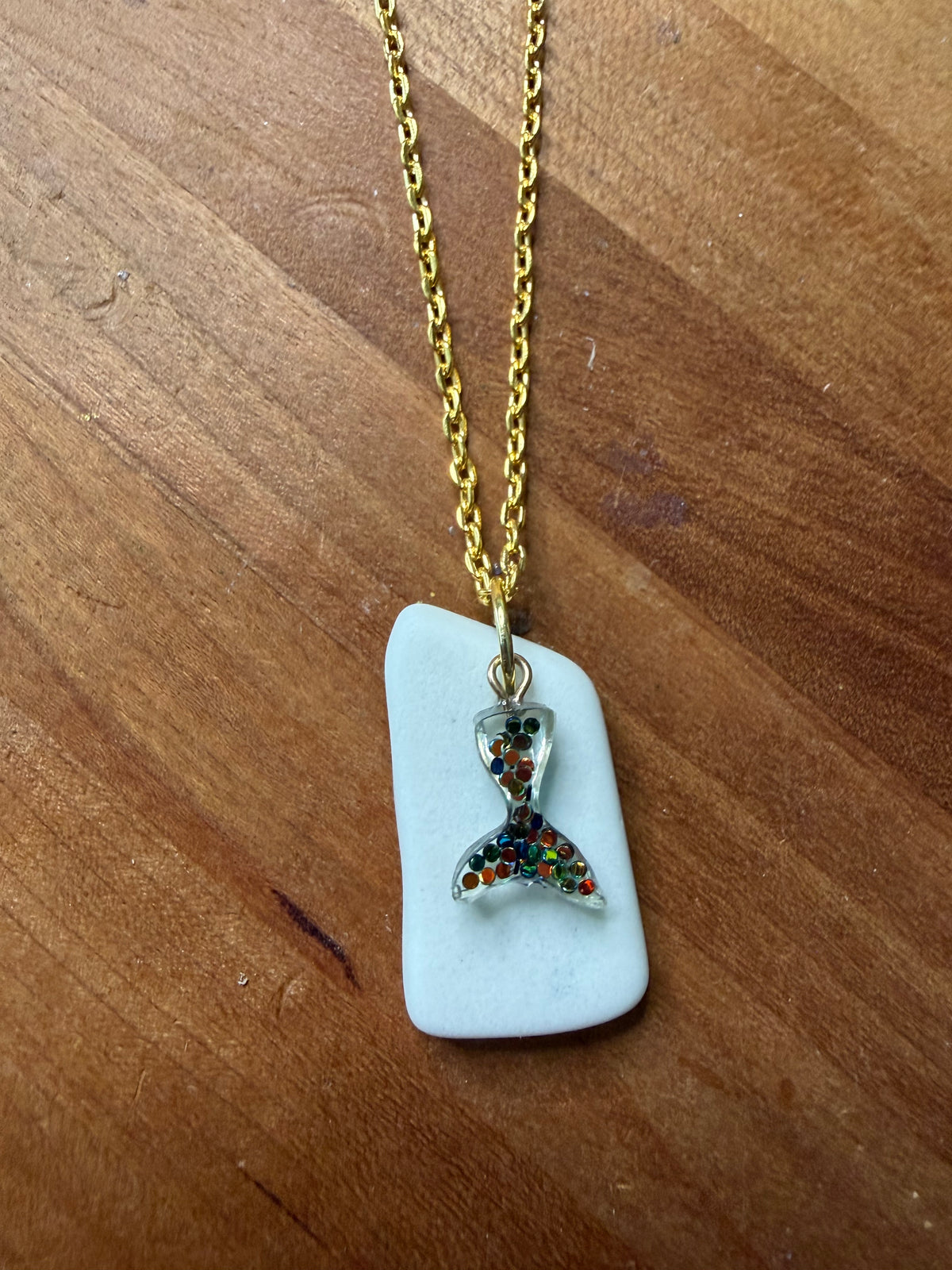 Mermaid's Muse Necklace | Genuine Sea Glass and Glittering Tail