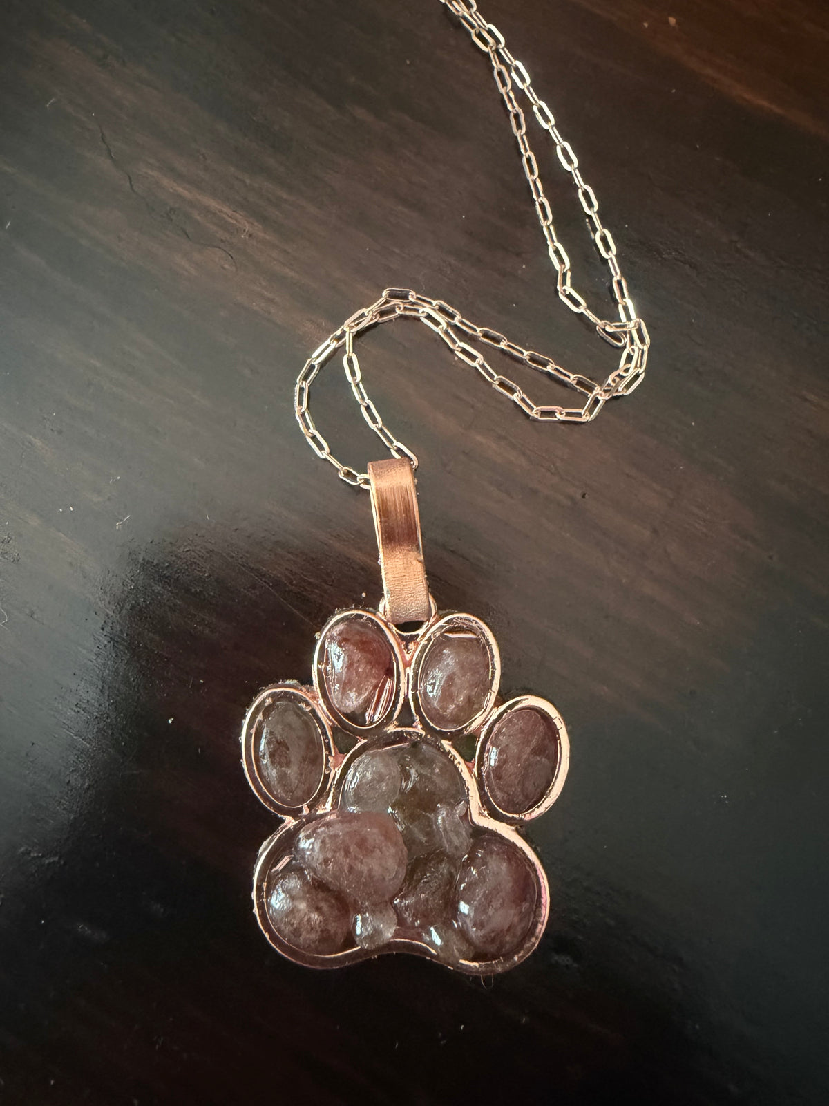Strawberry Quartz Paw Print Necklace | Rose Gold Pendant | Pet Memorial Jewelry | Dog & Cat Lover Gift | Handmade Crystal Necklace