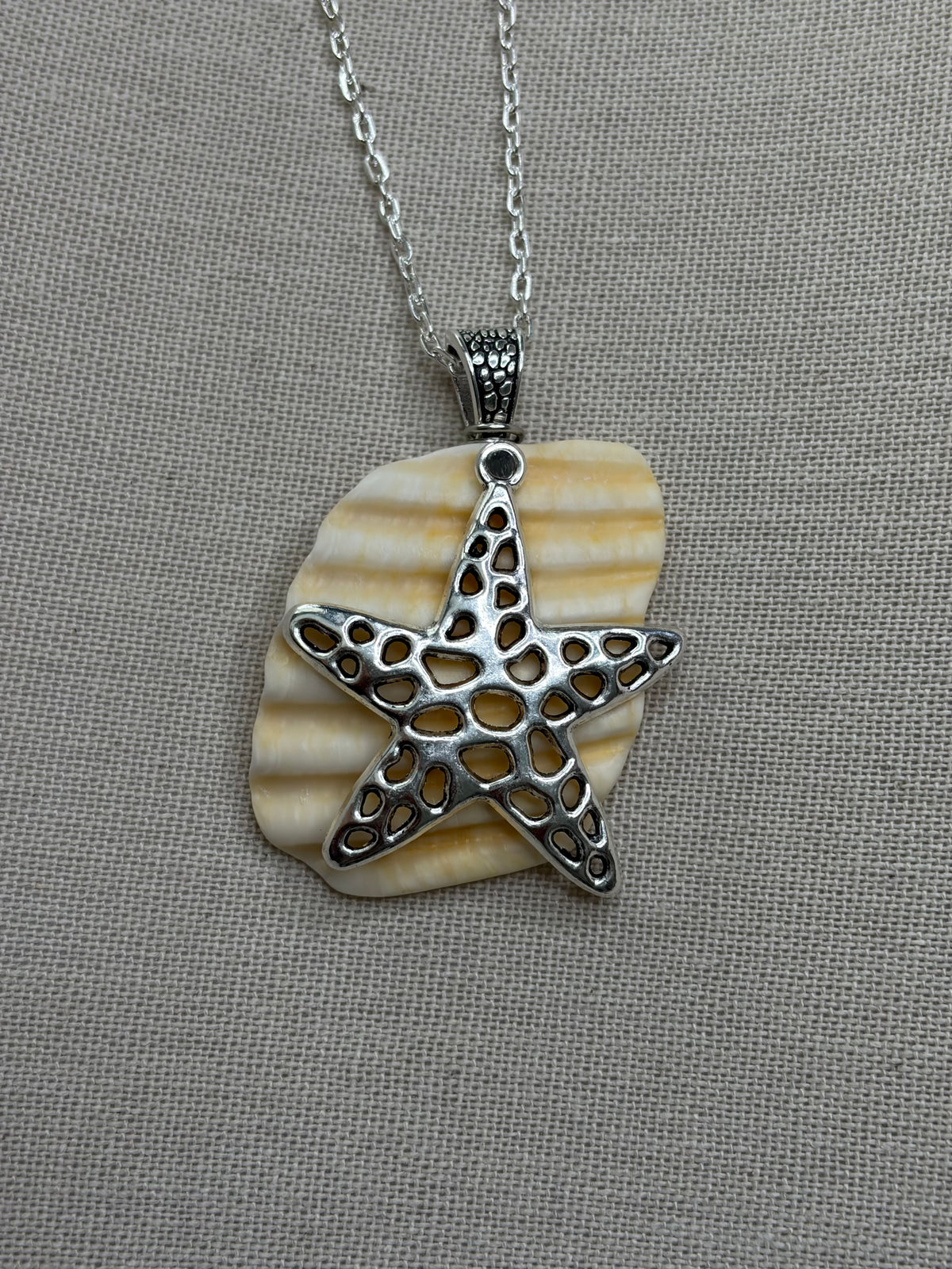 Ocean’s Embrace Sea Shell & Starfish Necklace | Handmade One-of-a-Kind Coastal Jewelry | Port Aransas Shell Pendant