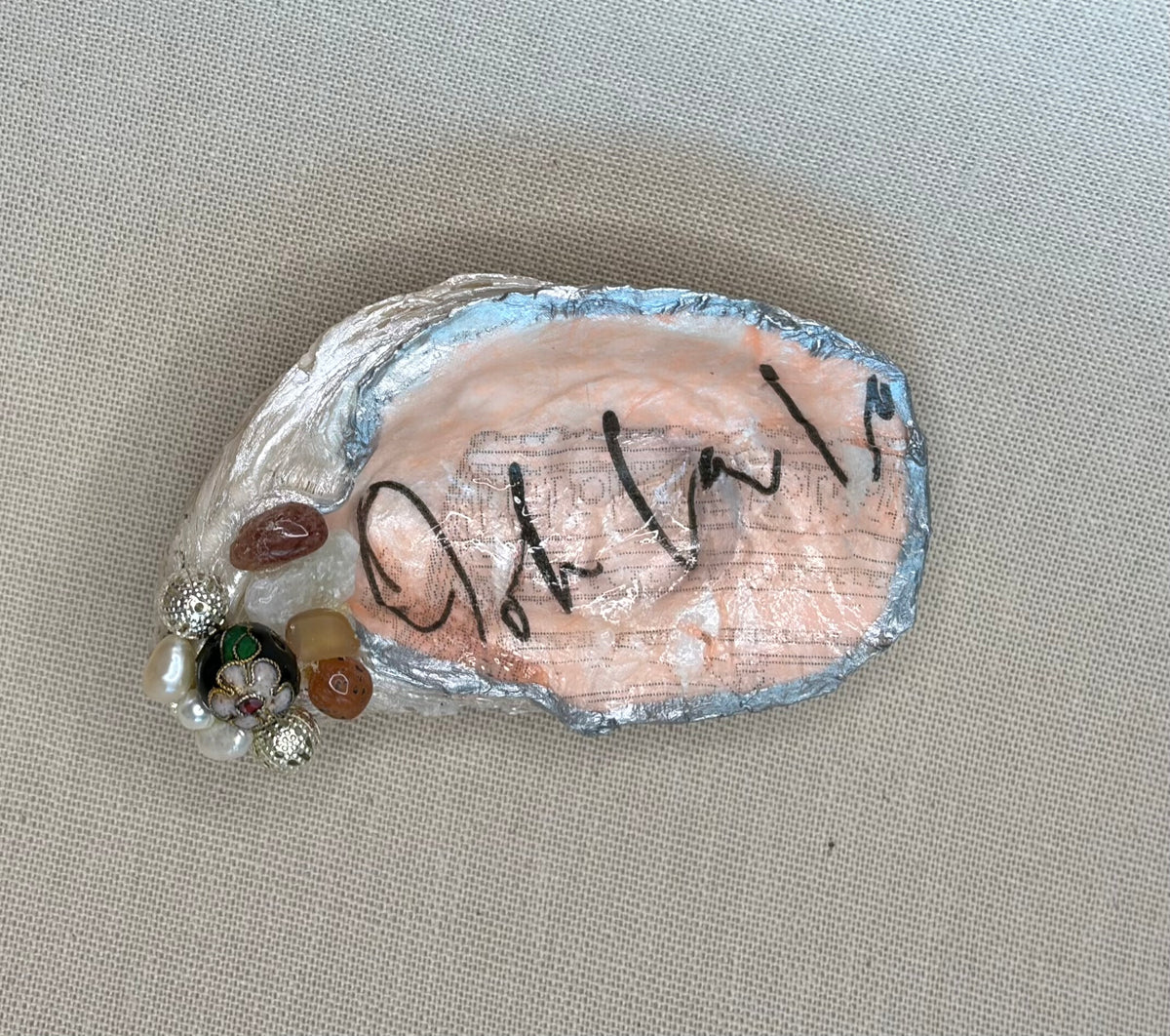 Handcrafted Oyster Shell Art | Gold/Silver Filigree & Colorful Sea Glass Mosaic | Coastal Decor | One of a Kind Ocean Inspired Gift