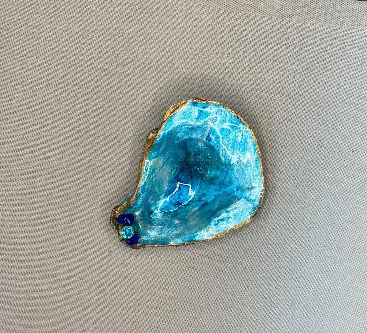 Handcrafted Oyster Shell Art | Gold/Silver Filigree & Colorful Sea Glass Mosaic | Coastal Decor | One of a Kind Ocean Inspired Gift