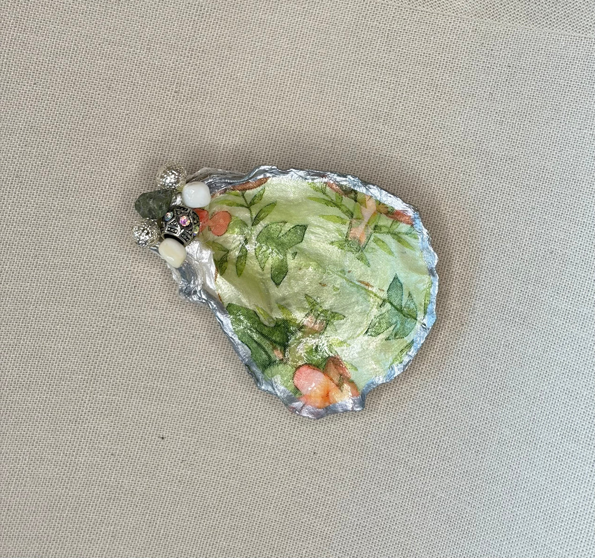 Handcrafted Oyster Shell Art | Gold/Silver Filigree & Colorful Sea Glass Mosaic | Coastal Decor | One of a Kind Ocean Inspired Gift