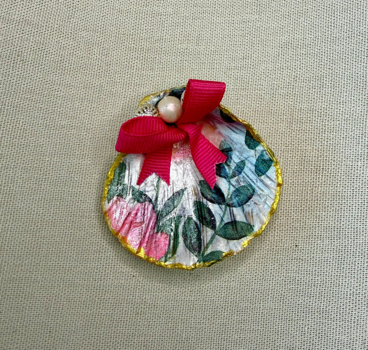Handcrafted Clam Shell Art | Gold/Silver Filigree & Colorful Sea Glass Mosaic | Coastal Decor | One of a Kind Ocean Inspired Gift